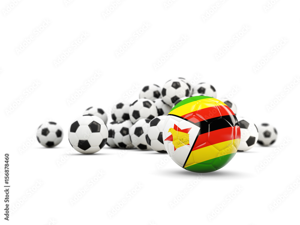 Obraz premium Football with flag of zimbabwe isolated on white