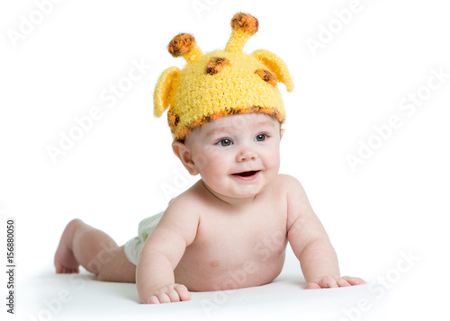 Fotografie, Obraz infant baby boy weared giraffe hat