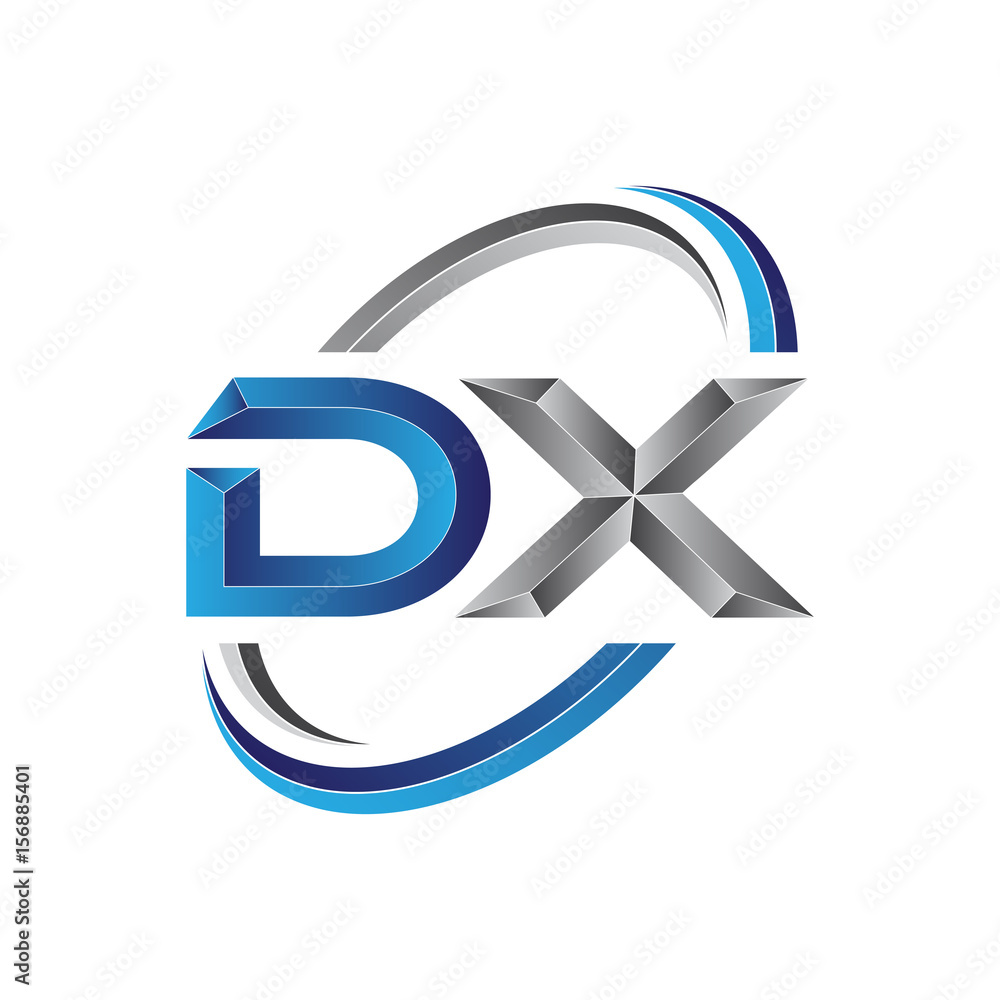 Simple initial letter logo modern swoosh DX Stock Vector | Adobe Stock