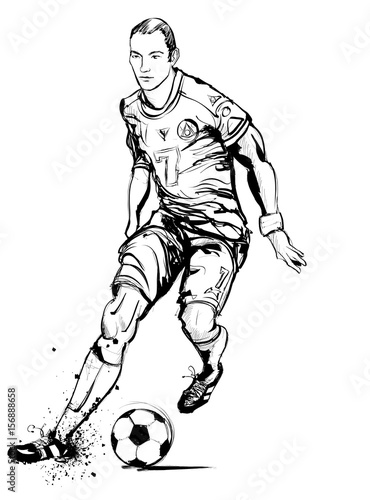 Fototapeta Naklejka Na Ścianę i Meble -  Soccer player in action on grunge background