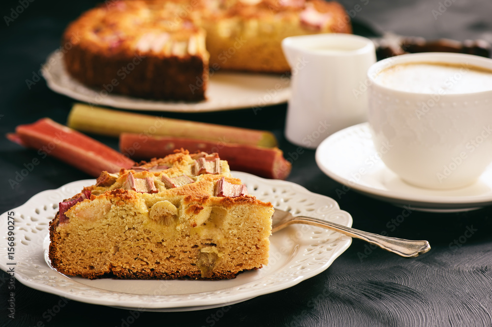 Sweet homemade cake with rhubarb. Sweet homemade cake with rhubarb.