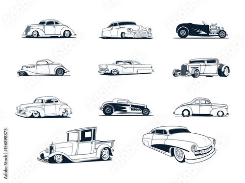 classic cars collection. vector illustration set