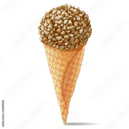 Vector ice cream in waffle cone