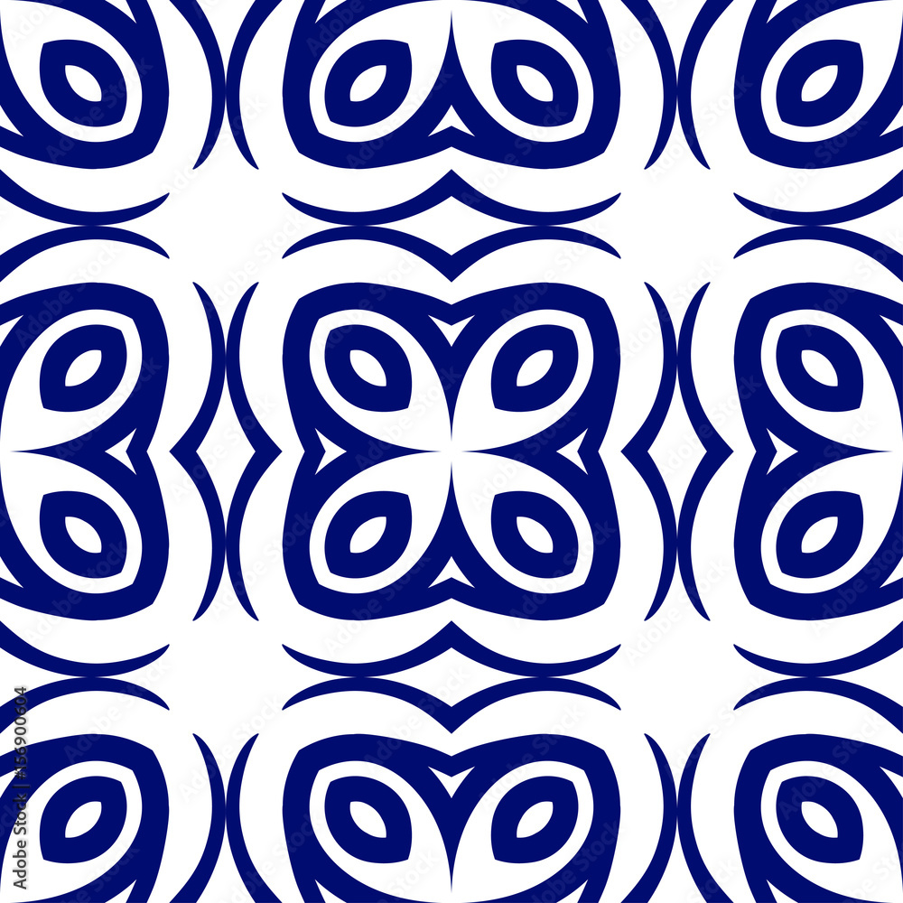 Fototapeta premium Dark blue luxury background seamless with ornamental pattern on white