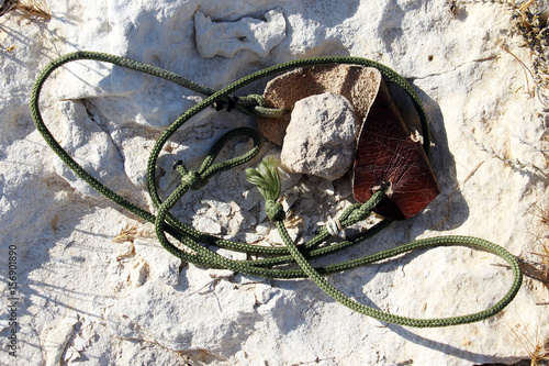 Ancient weapon - Sling for stone throwing.