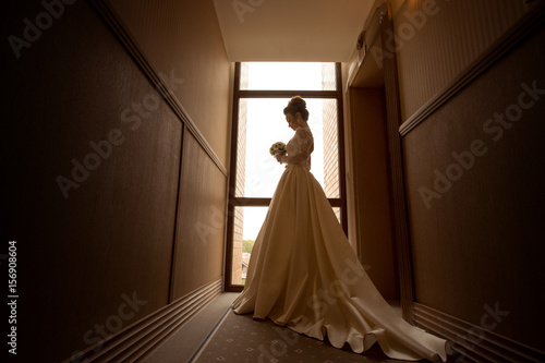 silhouette of beautiful young fiancee
