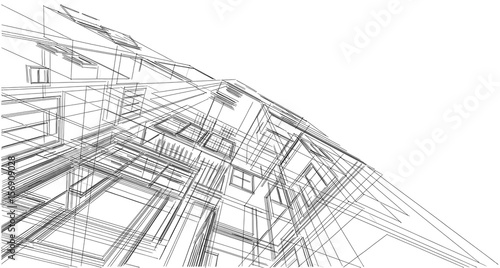 Abstract sketch, Architectural ,Construction ,Wireframe