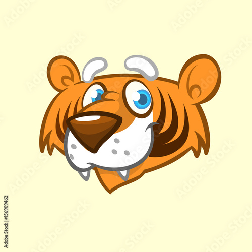 Fototapeta Naklejka Na Ścianę i Meble -  Cartoon tiger head icon. Vector illustration
