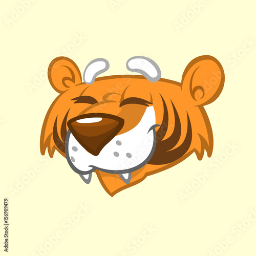 Fototapeta Naklejka Na Ścianę i Meble -  Cartoon tiger head icon. Vector illustration
