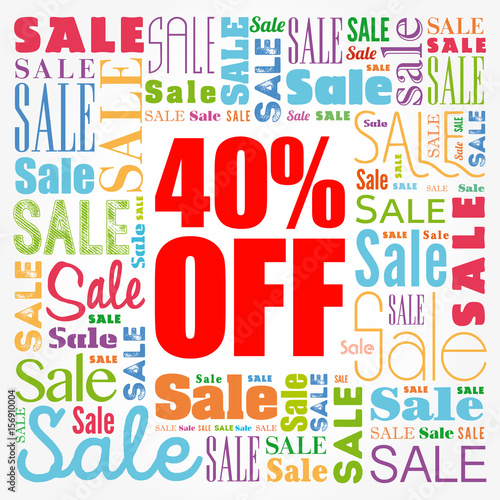 40% OFF Sale words cloud, business concept background