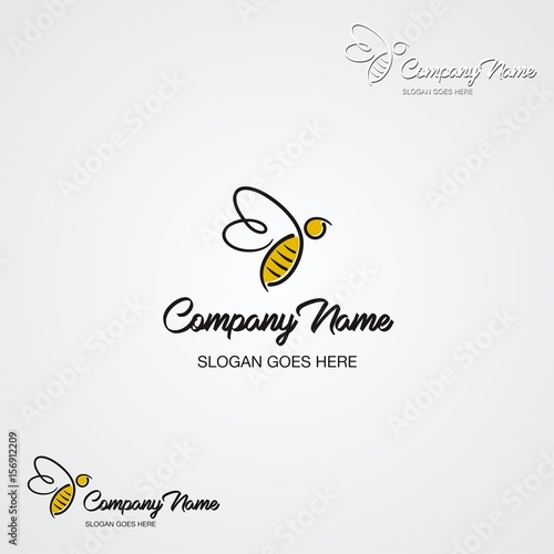 Bee Logo / Illustration of line flying bee