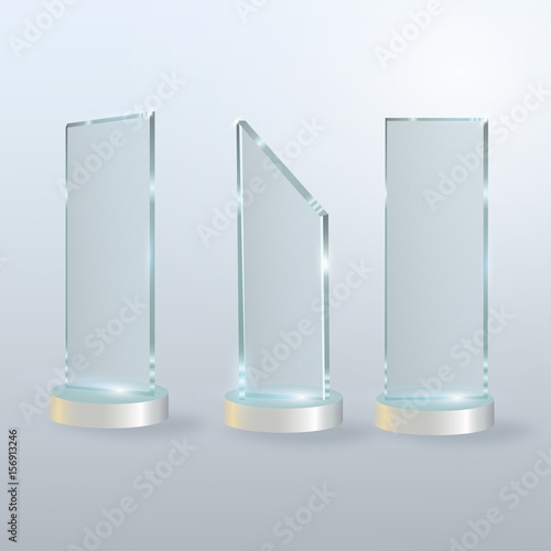 Circle Glass Trophy Award. Vector illustration isolated on grey background