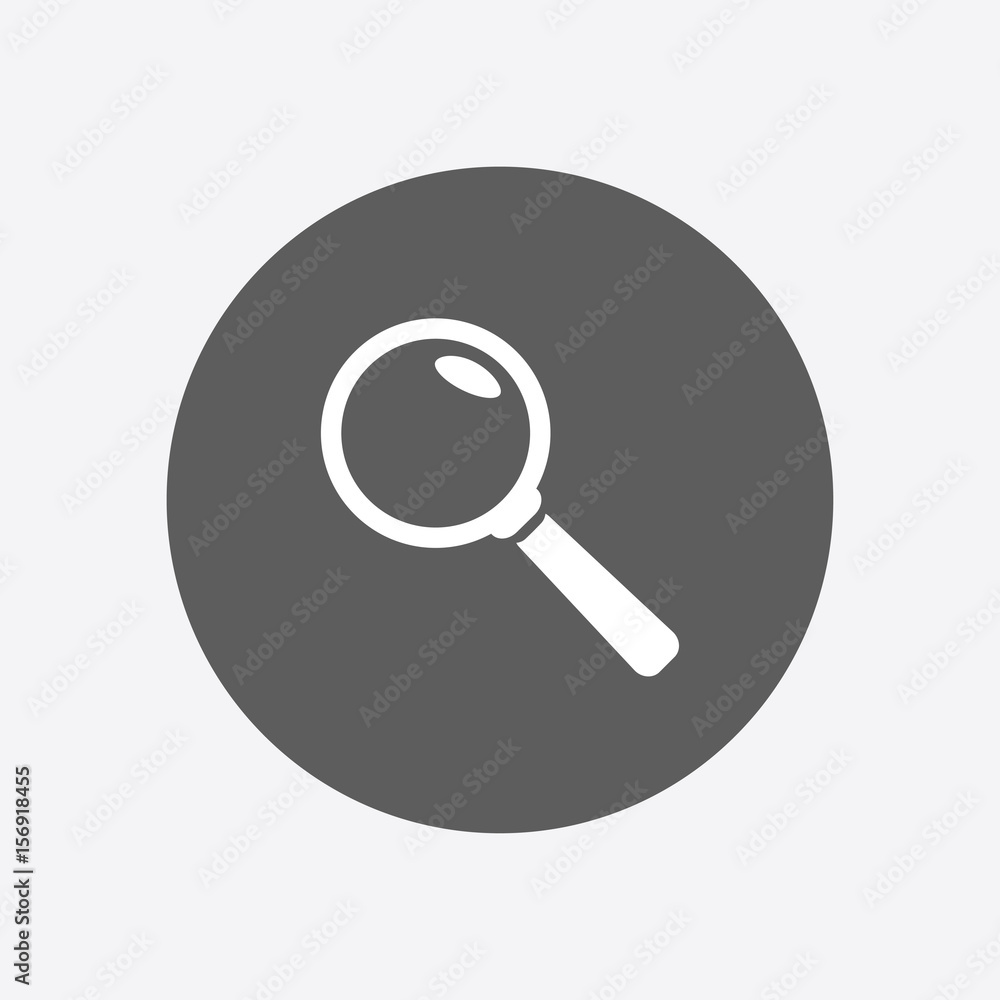 Icon of loupe. Search button. Magnifying glass. Flat design style. Icon of loupe. Search button. Magnifying glass. Flat design style.