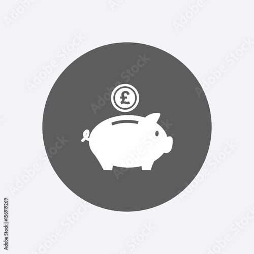 Piggy bank icon. Pictograph of moneybox. Flat design.