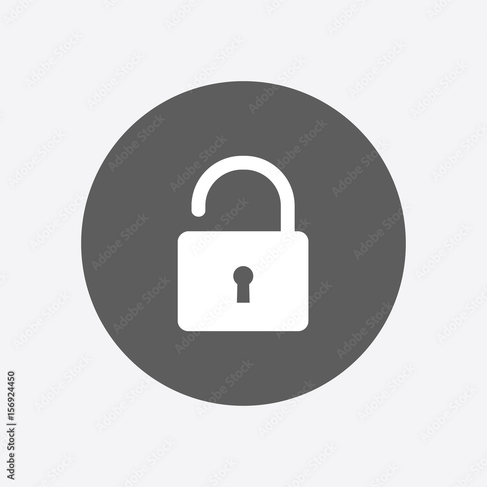 Unlock icon. Flat design style. Access to the user. Unlock icon. Flat design style. Access to the user.