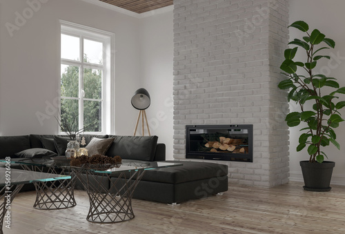 Foto Cozy corner in a modern lounge or den
