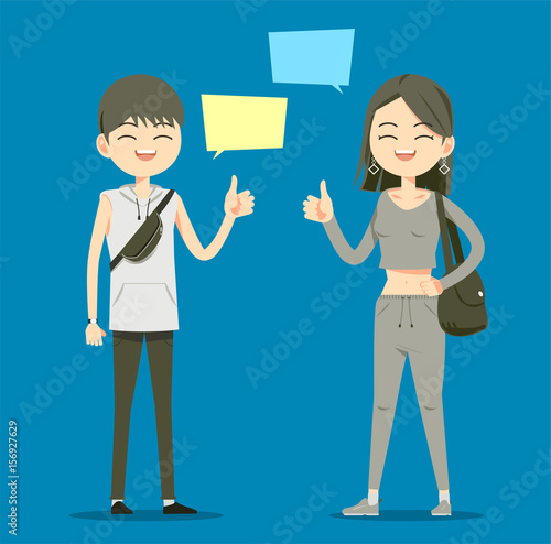 Young people impressed something. New generation with a new environment. Social element.