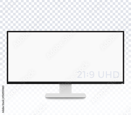 monitor vector mockup, realistic display with ultra wide screen
