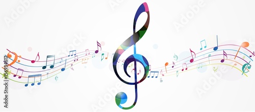 Photographie Colorful music notes background