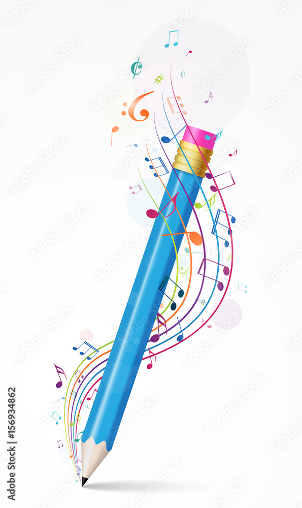Naklejka premium Colorful music notes background