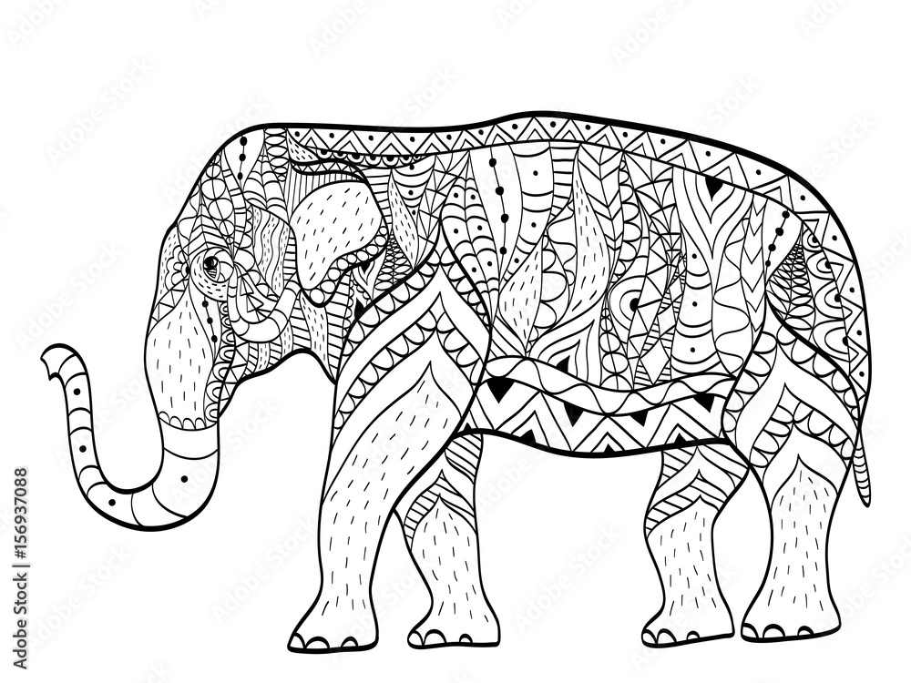 Obraz premium Elephant Coloring book vector for adults