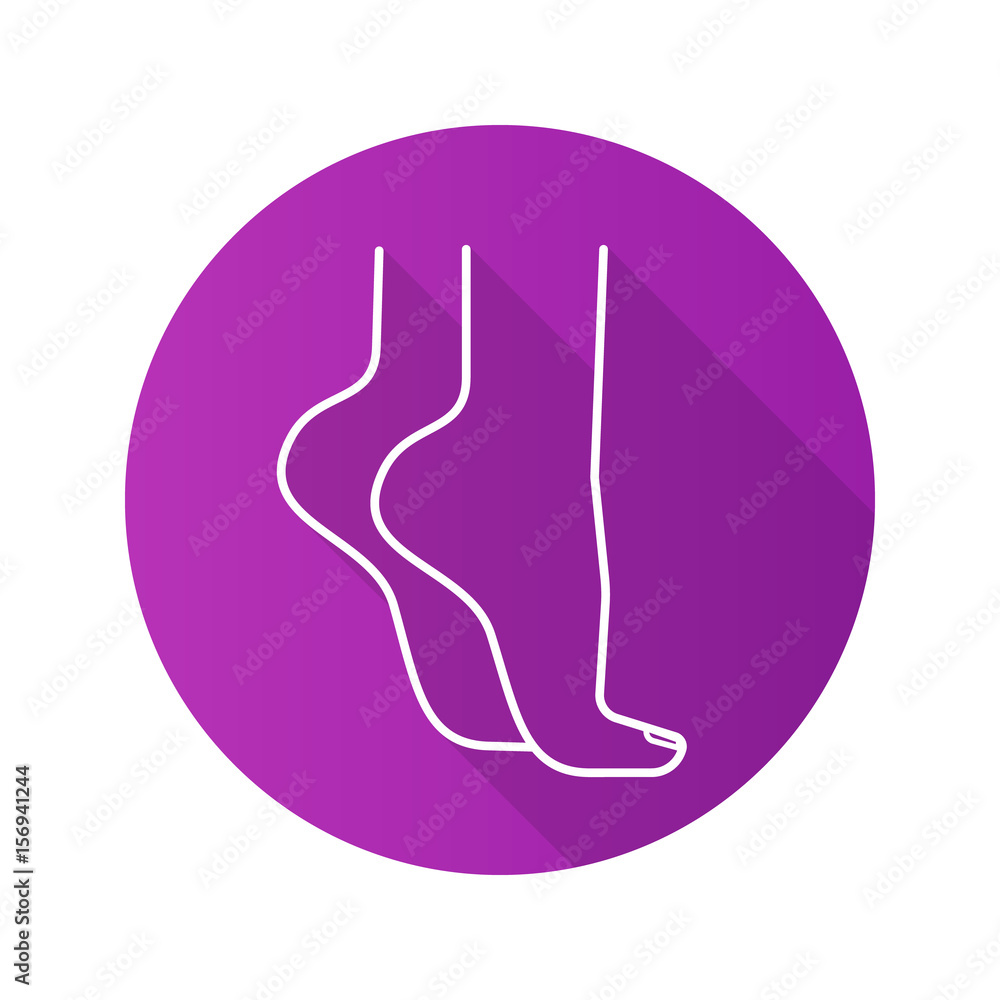 Woman's feet standing on tiptoe. Flat linear long shadow icon Woman's feet standing on tiptoe. Flat linear long shadow icon