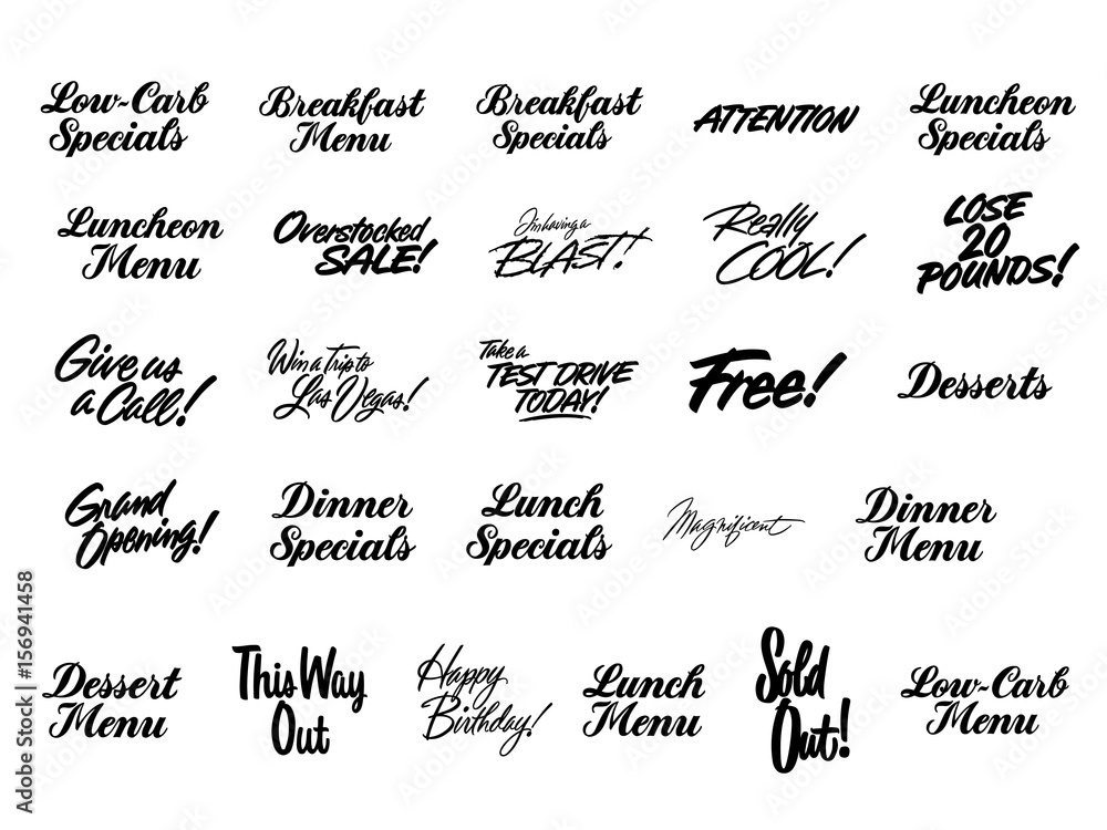 various advertising sign promotion paint brush typography collection various advertising sign promotion paint brush typography collection