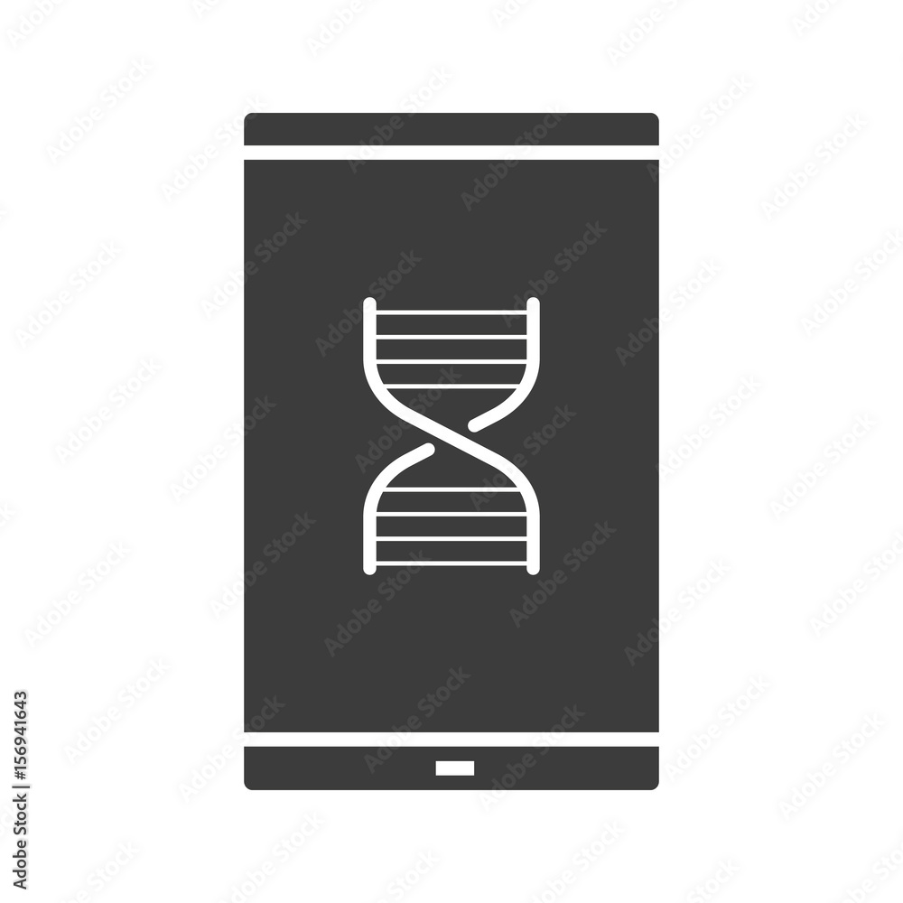 Smartphone science app glyph icon Smartphone science app glyph icon