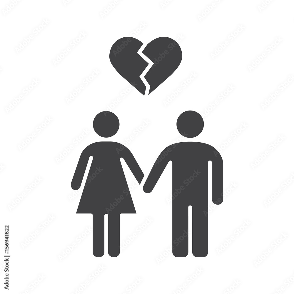 Lovers breakup glyph icon