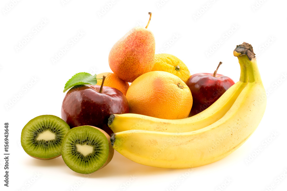 Naklejka Ripe fruits on white background