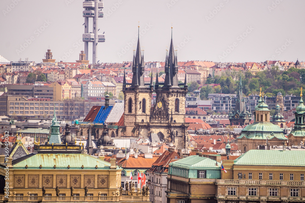 Fototapeta premium Picturesque ancient Prague. City panorama of the capital of the Czech Republic