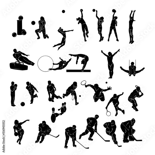 Set Sports people Silhouettes collection
