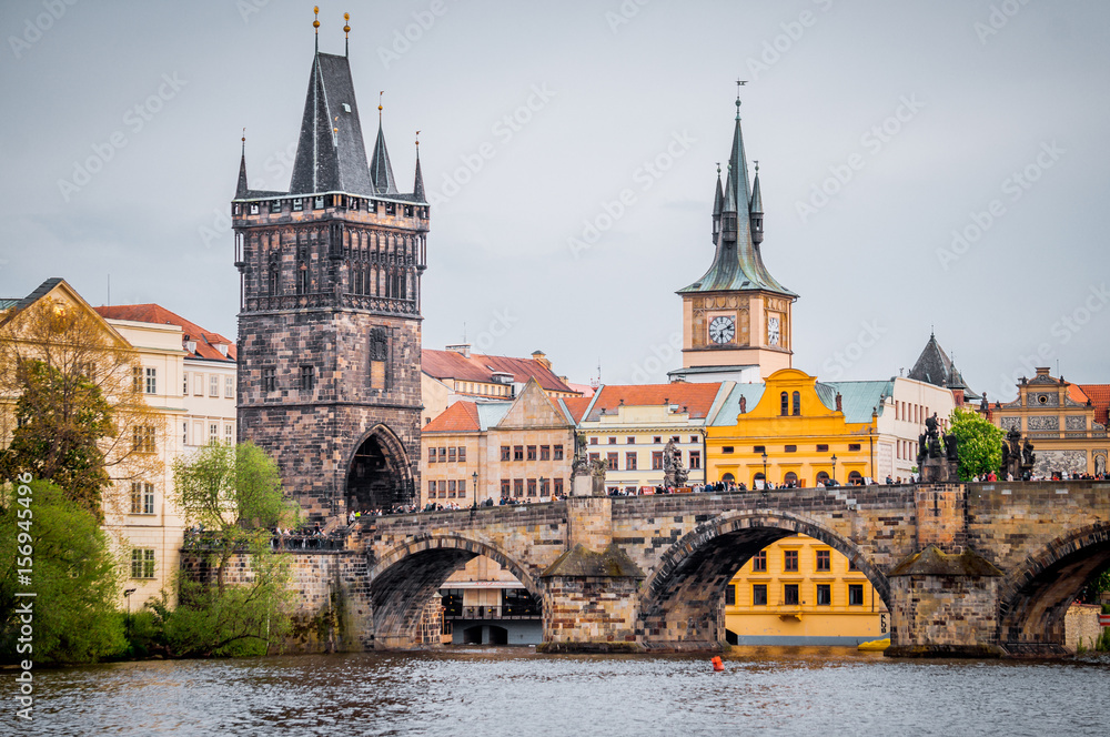 Obraz premium Ancient landmark of Prague. The famous ancient Charles Bridge