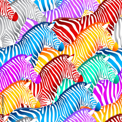 Colorful zebra seamless pattern. Wild animal texture. design trendy fabric texture, illustration.