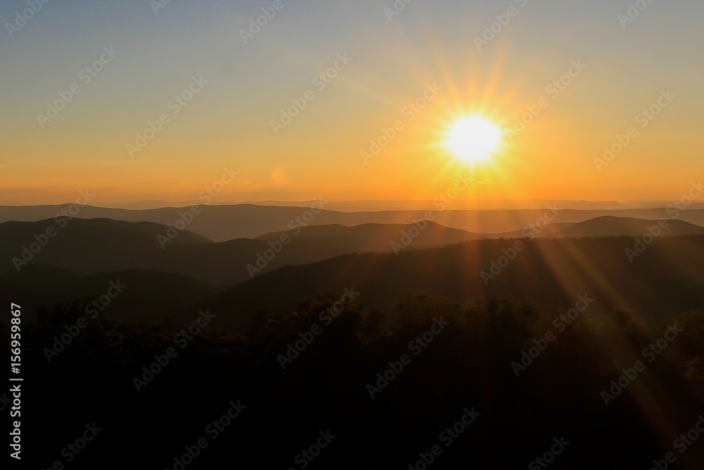 custom made wallpaper toronto digitalOrange sunset over the appalachian mountains.