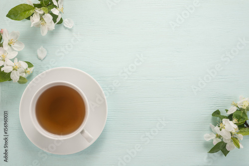 Flowers and cup of tea