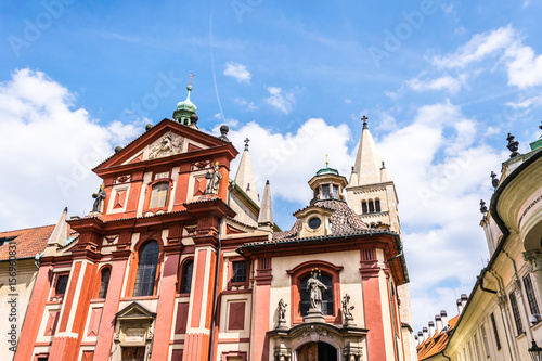 Ancient Catholic Church. An ancient street in the Prague Castle. Gothic architecture of Prague