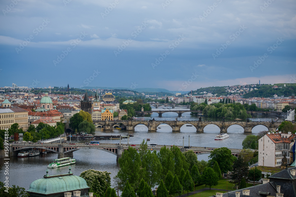 Fototapeta premium Beautiful View of Prague Bridges on River