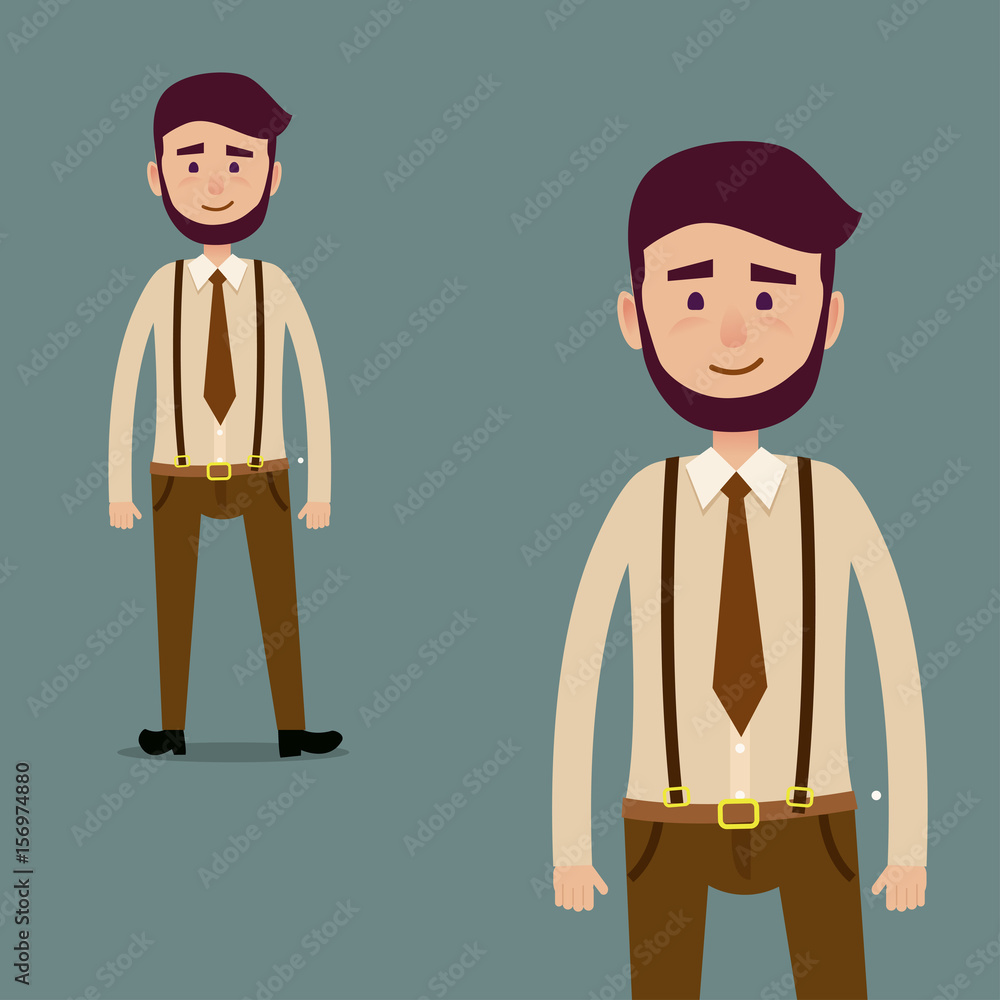Young Male Bearded Cartoon Character Illustration