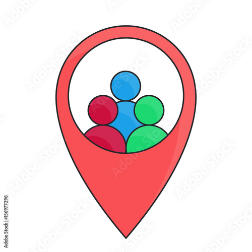 Point map, business resources, line art