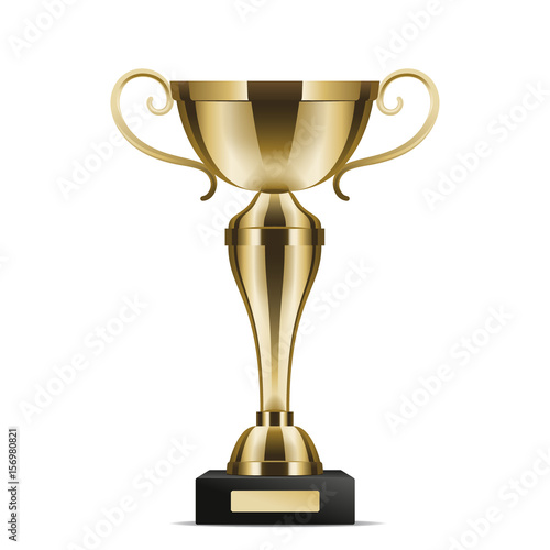 Realistic Golden Trophy Cup Isolated Illustration