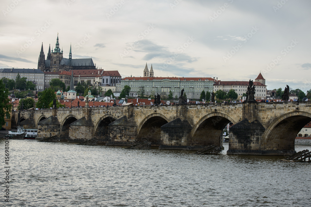Obraz premium river Vltava and Charles bridge,Prague,capital city Czech republic