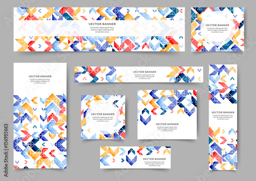 Set of web banner templates for your site or blog with geometric elements. Different size