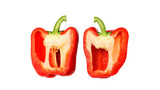 A half of red bell pepper on a white background.