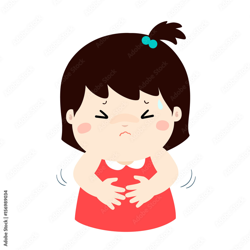 Little girl having stomach ache cartoon vector. Little girl having stomach ache cartoon vector.