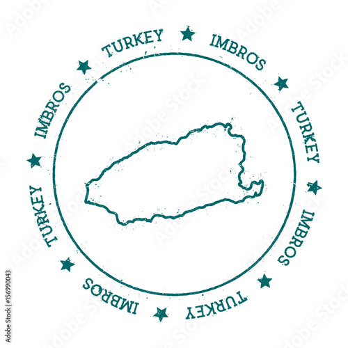 Imbros vector map. Distressed travel stamp with text wrapped around a circle and stars. Island sticker vector illustration.