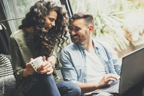Happy cute couple in love w...