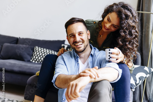 Happy cute couple in love e...