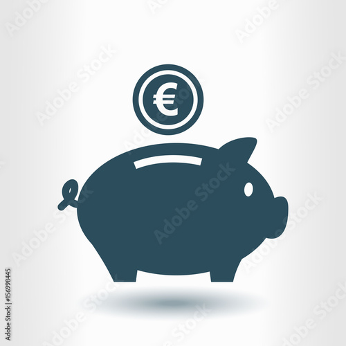 Piggy bank icon. Pictograph of moneybox. Flat design.