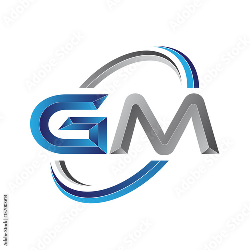 Simple initial letter logo modern swoosh GM
